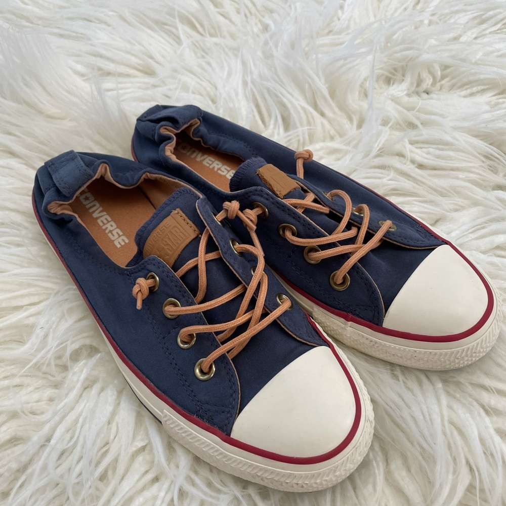Converse CT shoreline navy canvas leather tie 8